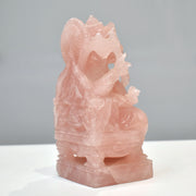 1.45 Kg Rose Quartz Ganesha Idol Hand-Carved Sculpture Religious Figurine