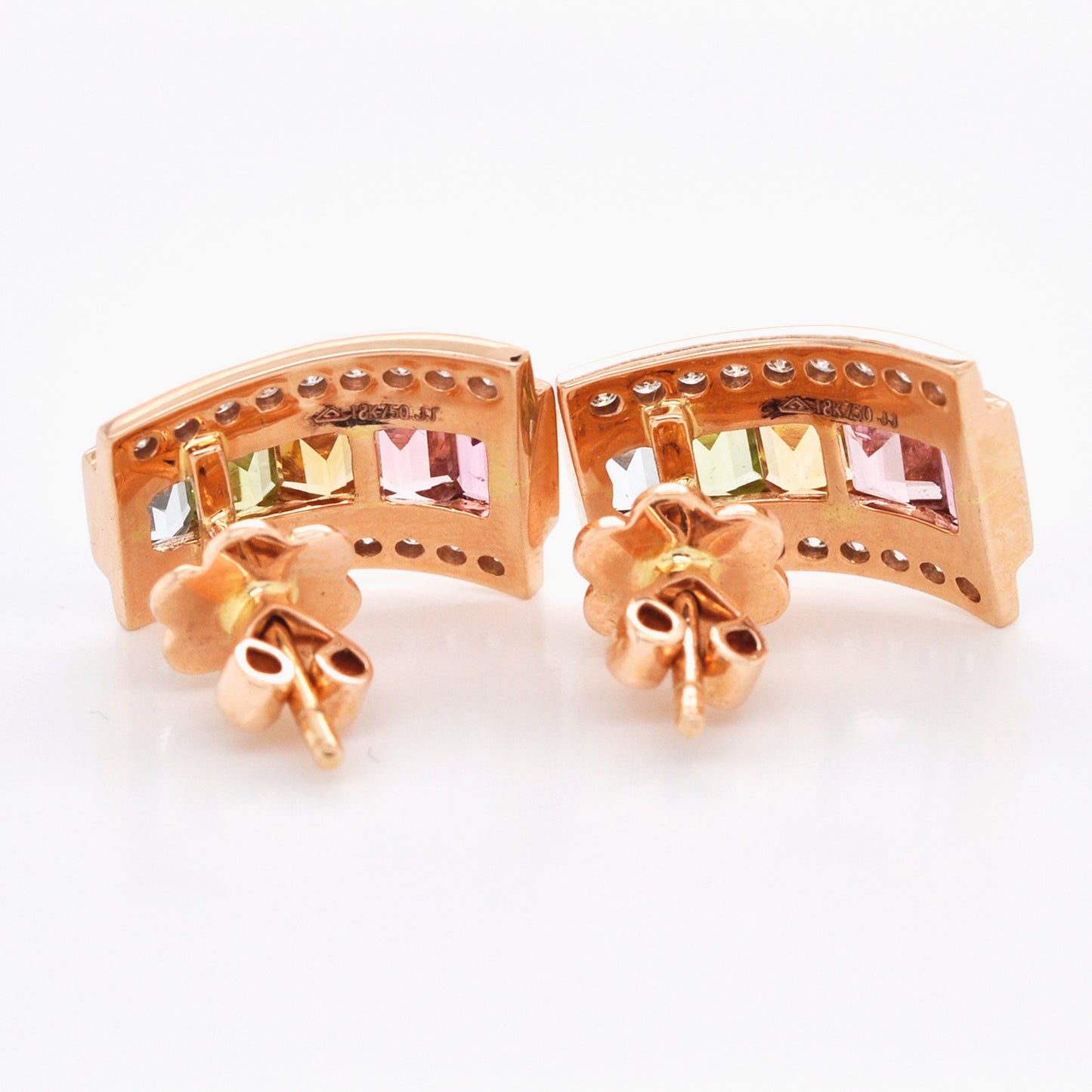 Diamond Stud Earrings with Citrine Peridot Topaz