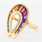 Multicolor Baguette Rainbow Diamond teardrop ring