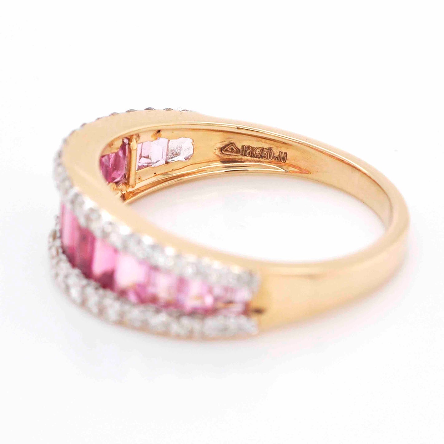 Stylish pink baguette ring for women