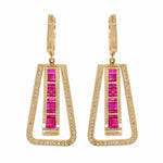 Linear ruby dangle earrings