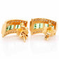 green stud earrings in yellow gold with diamonds