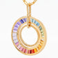 Rainbow Baguette Circle Pendant