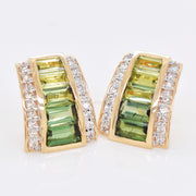 Pyramid Peridot Green Tourmaline Earrings