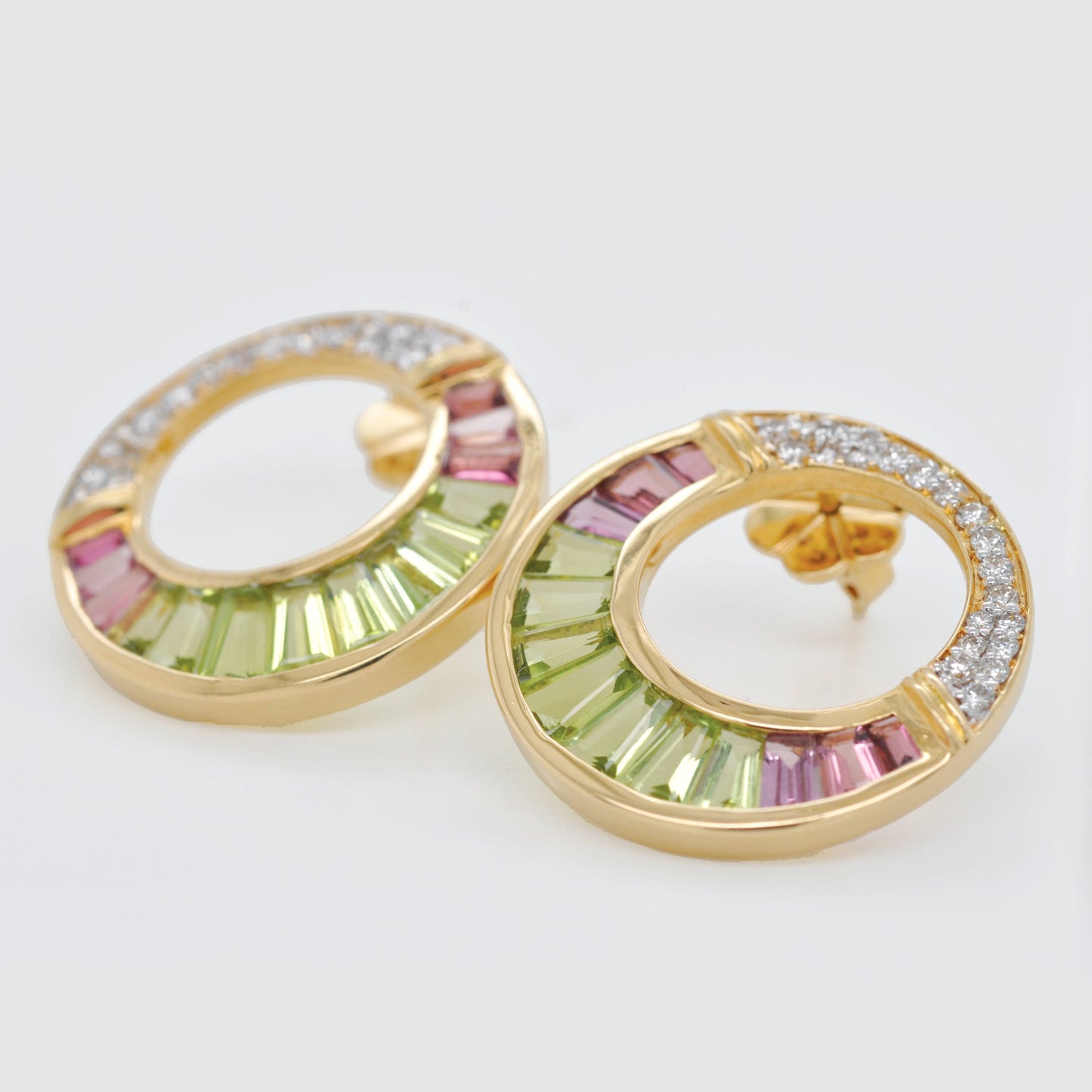 Cleopatra Peridot Pink Tourmaline Stud Earrings