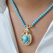 Blue Topaz & Turquoise Lotus Necklace