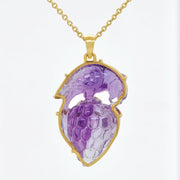 Hand-Carved Amethyst Parrot Pendant