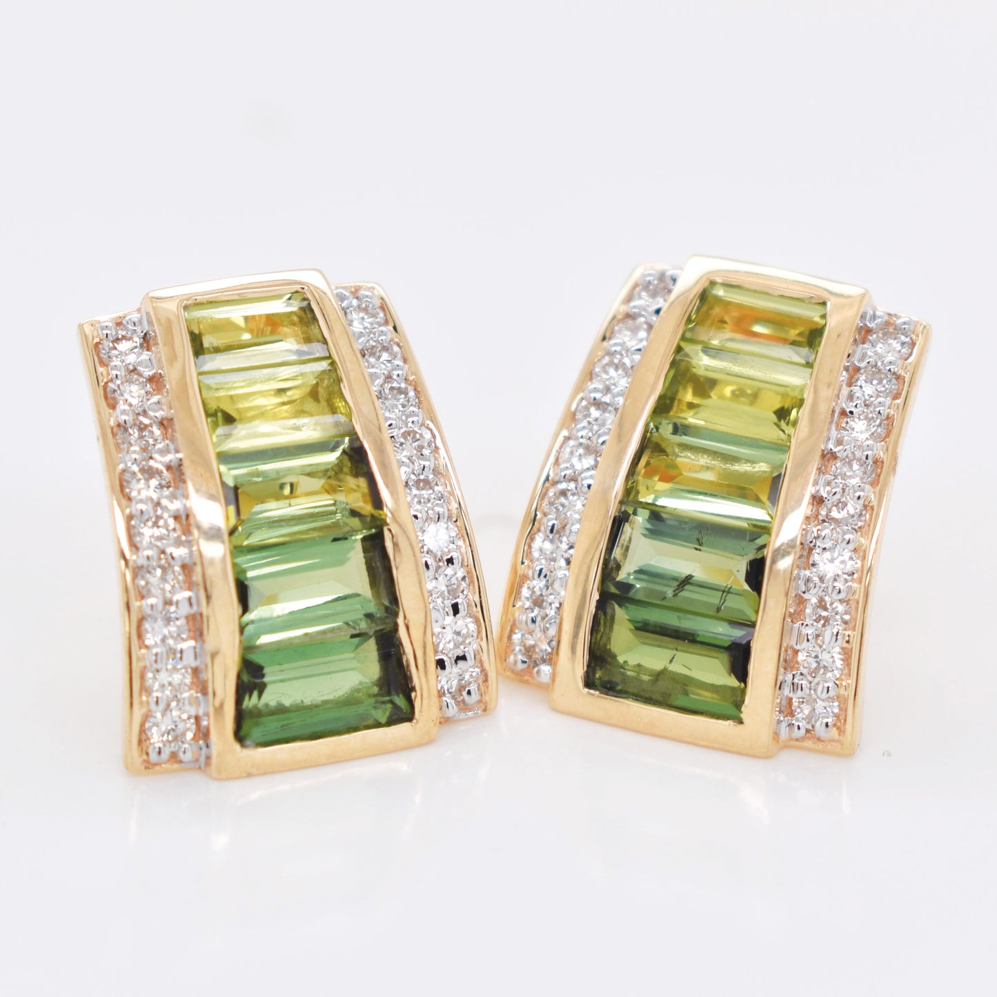 Pyramid Peridot Green Tourmaline Earrings