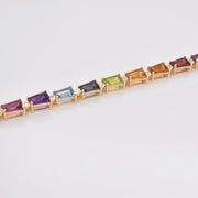 Tennis Link Bracelet: Rainbow Gemstones & Diamond