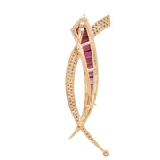 Sword Pink Tourmaline Pendant Brooch