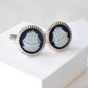 Sterling Silver Ship Cufflinks