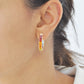 18K Gold Rainbow Gemstones Channel Set Hoop Earrings