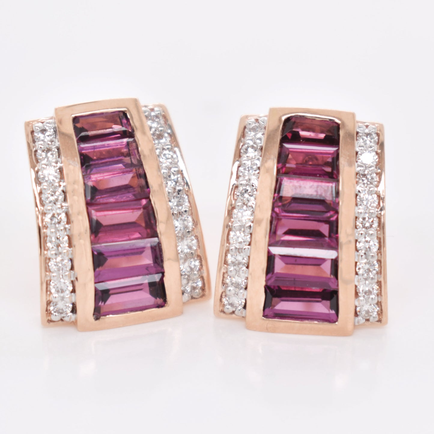 Pyramid Rhodolite Earrings