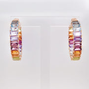 Rainbow Gemstones Octagon Hoop Earrings