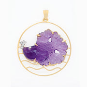 Hand Carved Amethyst Fish Pendant