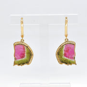 Hand-Carved Watermelon Tourmaline Earrings