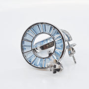 Circle Blue Topaz Diamond Earrings