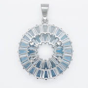Circle Blue Topaz Double Layer Pendant