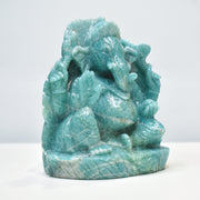 2.70 Kg Hand-Carved Amazonite Ganesha Idol Statue Spiritual Hindu Sculpture