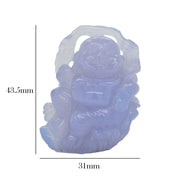 Blue Chalcedony Hand-Carved Buddha Carving