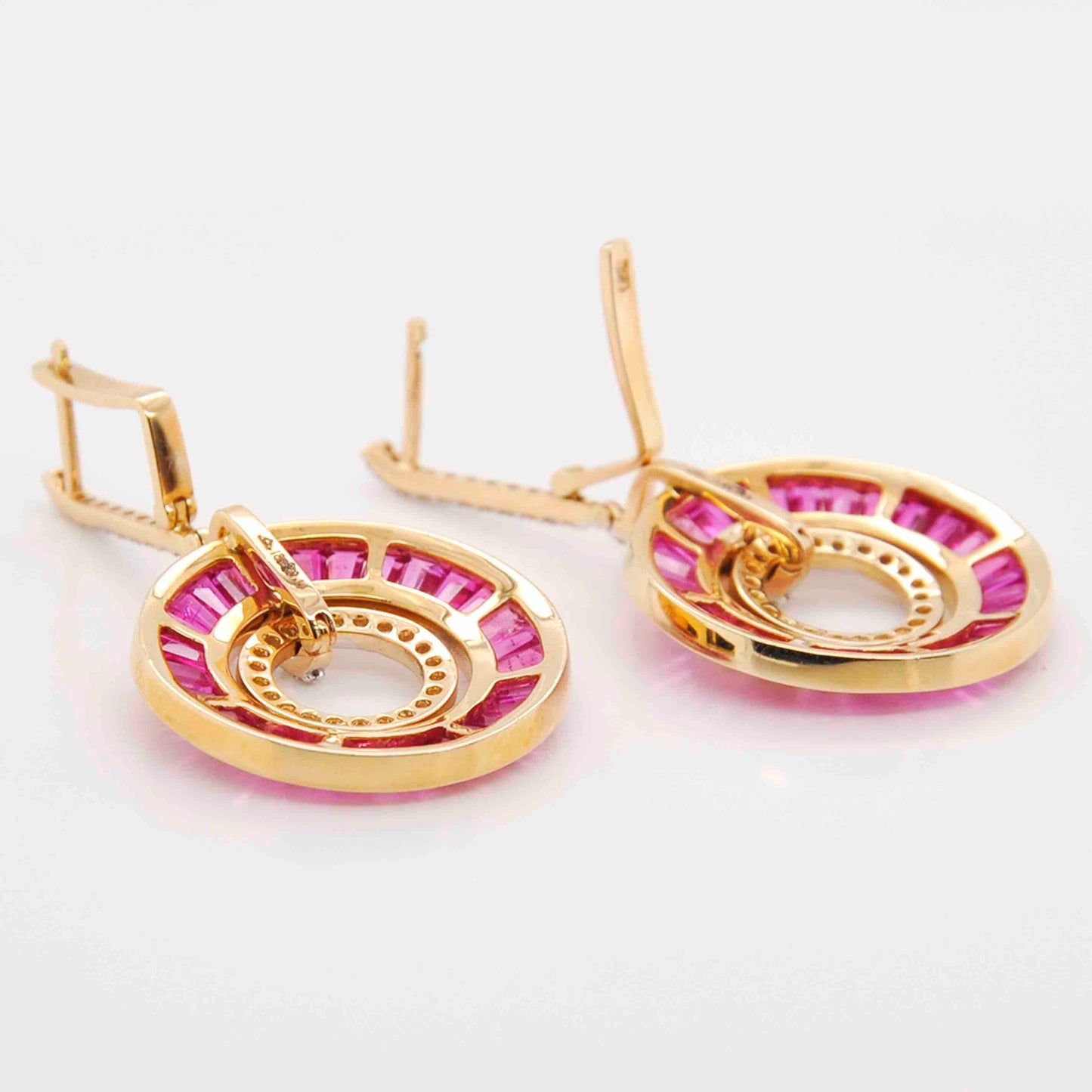 circular ruby earrings