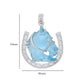 Hand-Carved Swiss Blue Topaz Horse Shoe Pendant