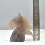 Hand-Carved Natural Agate Horse Head Sculpture Figurine