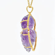Hand-Carved Amethyst Parrot Pendant