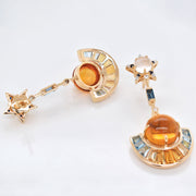 Twilight Citrine Topaz Sapphire Dangle Earrings