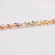 Tennis Link Bracelet: Rainbow Gemstones & Diamond