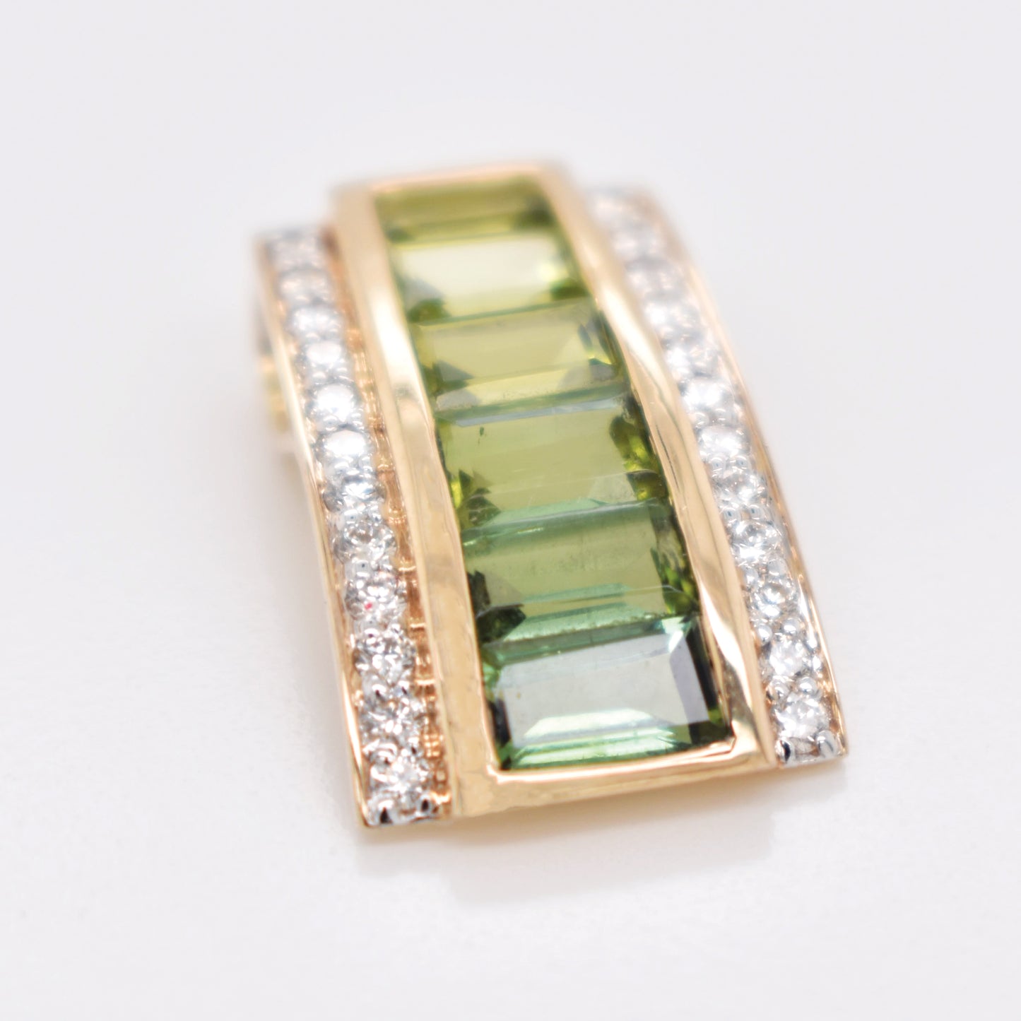 Pyramid Peridot Green Tourmaline Pendant