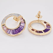 Cleopatra Amethyst and Pink Tourmaline Earrings
