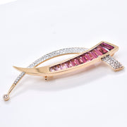 Sword Pink Tourmaline Pendant Brooch