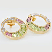 Cleopatra Peridot Pink Tourmaline Stud Earrings