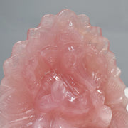 2.27 Kg Rose Quartz Ganesha Idol Lotus Shape Sculpture Figurine