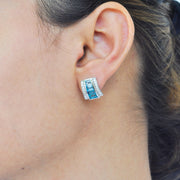 Pyramid Blue Topaz Earrings