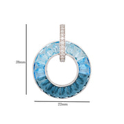 Circle Blue Topaz Diamond Pendant