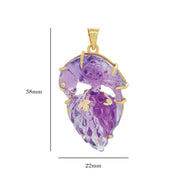 Hand-Carved Amethyst Parrot Pendant