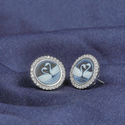 Cameo Swan Earrings with Diamonds