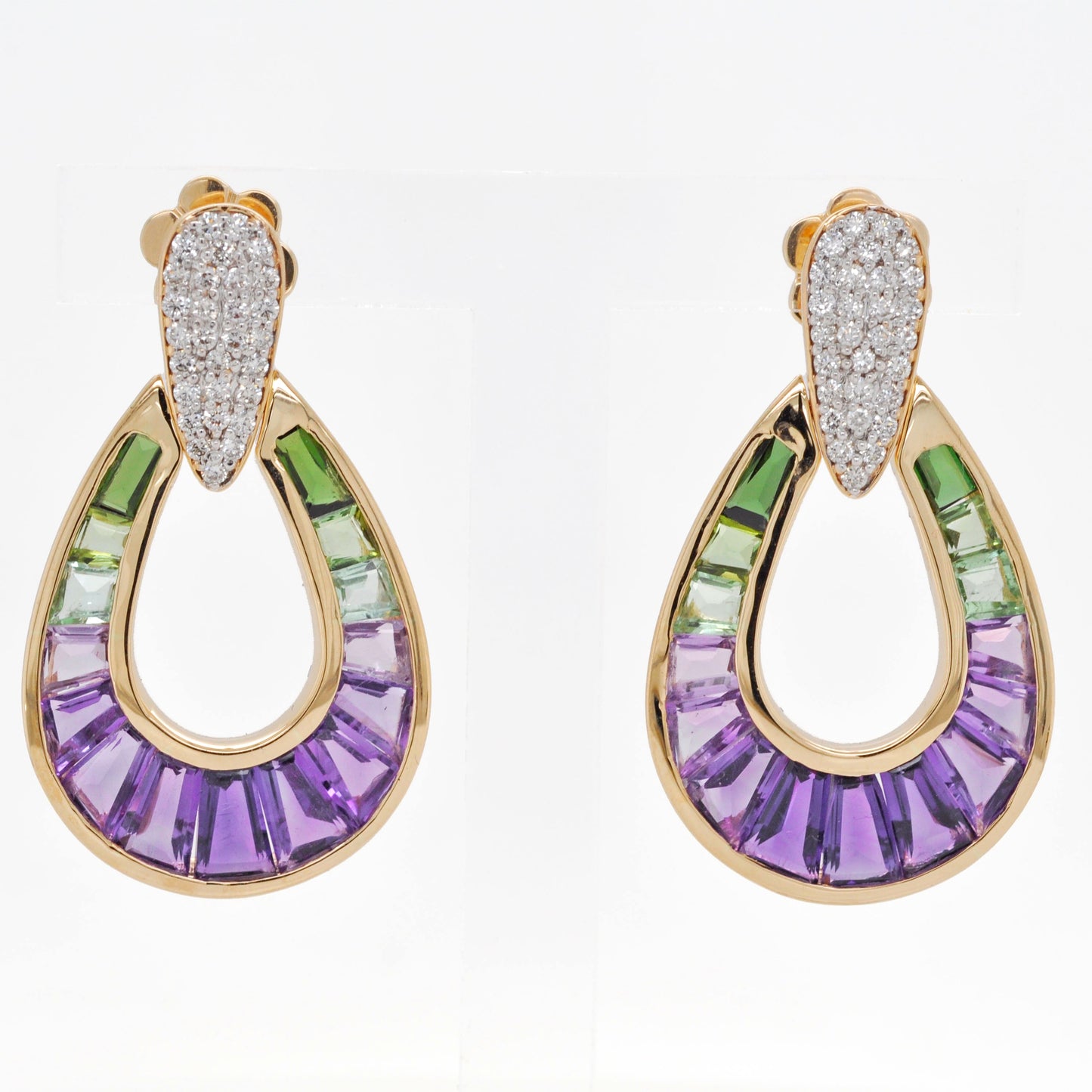 Doorknocker Amethyst Green Tourmaline Earring