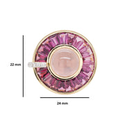 Circle Rhodolite Rose Quartz Rotating Ring
