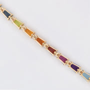 Tennis Link Bracelet: Rainbow Gemstones & Diamond