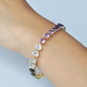 Rainbow Tennis Heart Bracelet