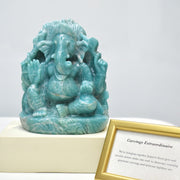 2.70 Kg Hand-Carved Amazonite Ganesha Idol Statue Spiritual Hindu Sculpture