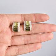 Pyramid Peridot Green Tourmaline Earrings