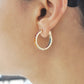 18K Gold Rainbow Gemstones Channel Set Hoop Earrings