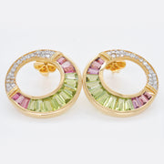 Cleopatra Peridot Pink Tourmaline Stud Earrings