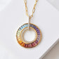 Rainbow Baguette Circle Pendant