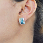 Pyramid Blue Topaz Earrings