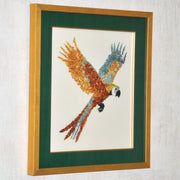 Macaw Bird Aquamarine Citrine Peridot Tourmaline Pearl Gemstone Wall Painting